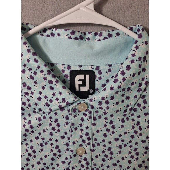FootJoy Polo Shirt Men's XL Floral Geometric AOP Pattern Golf Holiday PCB - Picture 3 of 8